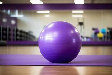 yoga ball in the gym, sports equipment for fitness, weight loss