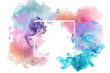 © acambium64 - Watercolor wash in pastel tones, subtle flow of colors with a structured, clear square for text.
