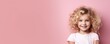 © Zickert - Pink background Happy european white child realistic person portrait of young beautiful Smiling child Isolated on Background Banner with copyspace