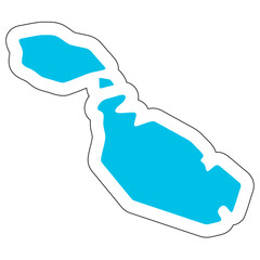 Sticker - Malta country silhouette. High detailed map. Solid blue vector sticker with white contour isolated on white background.
