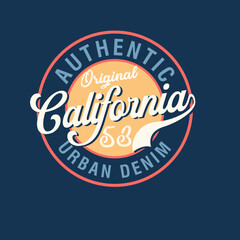 Poster - Authentic Original California denim typography t shirt design