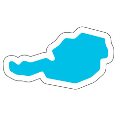 Sticker - Austria country silhouette. High detailed map. Solid blue vector sticker with white contour isolated on white background.