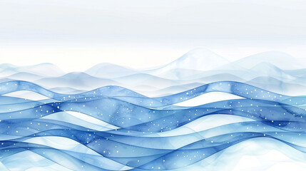 Abstract blue watercolor waves background. Watercolor texture. Vector illustration