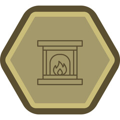 Fireplace Line Polygon Icon