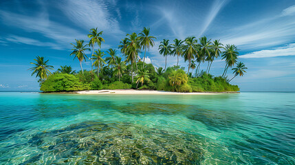 Wall Mural - A beautiful tropical island; Summer palm beach