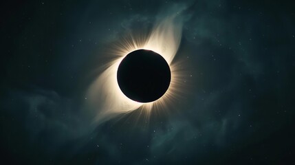 Wall Mural - aweinspiring total solar eclipse with glowing corona against starry sky astrophotography