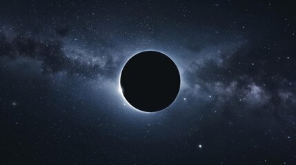Wall Mural - aweinspiring total solar eclipse with glowing corona against starry sky astrophotography