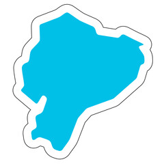 Wall Mural - Ecuador country silhouette. High detailed map. Solid blue vector sticker with white contour isolated on white background.