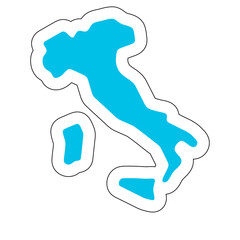 Sticker - Italy country silhouette. High detailed map. Solid blue vector sticker with white contour isolated on white background.