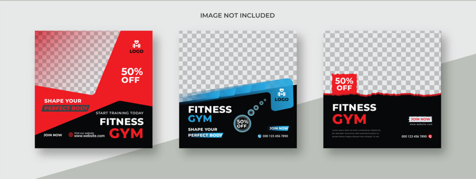 Fitness instagram gym social media post template, Fitness workout and shape your body .or social media post design template.