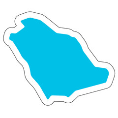 Sticker - Saudi Arabia country silhouette. High detailed map. Solid blue vector sticker with white contour isolated on white background.