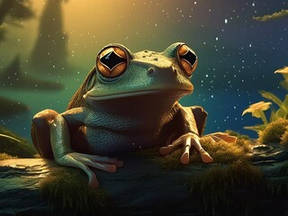 Wall Mural - A portrait of a little frog