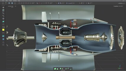 Showing Components Of Heavy Turbine In Project Development Program. Program Ui For 3d Project Development. Engineering Development Innovation. Program Inspecting Project Design. Hydraulics