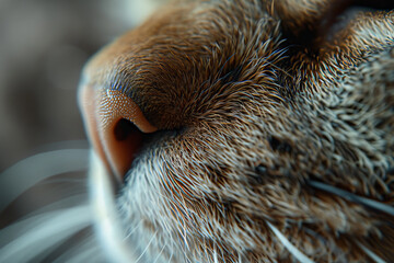 Wall Mural - Macro Close Up of Cat Nose and Whiskers in Stunning Detail for Feline Lovers