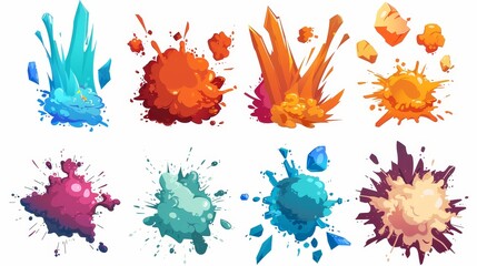 Wall Mural - Cartoon set icon explosion modern illustration. Modern illustration exploded on white background.