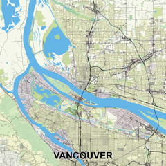 Wall Mural - Vancouver, Washington, USA map poster art