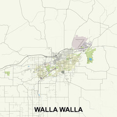  Walla Walla, Washington, USA map poster art