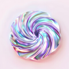 Wall Mural - Holographic flowing liquid swirl isolated on pink background