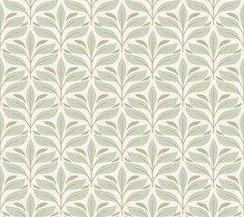 Wall Mural - elegant damask floral seamless pattern. geometric art deco leaves background. abstract botanical vec