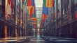 © Johannes - Brus building Parliament European front waving flags EU europa flag union commission brussels government summit belgium community business architecture euro background office law economy