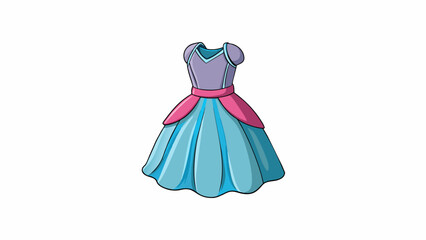 Poster - A dress with one half made of a soft flowy fabric and the other half made of a shiny metallic material. The two fabrics are stitched together in the. Cartoon Vector