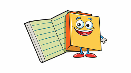 Sticker - A folded piece of paper that opens up to reveal different sections. The front is blank but the inside has a colorful illustration of a cartoon. Cartoon Vector