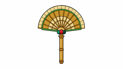 Canvas Print - A handpowered handheld fan made of bamboo or straw commonly used in traditional cultures to cool oneself down. It has a circular shape and is operated. Cartoon Vector