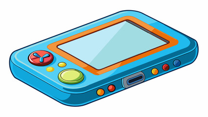 Sticker - A handheld device with a bright screen and multiple buttons that can be pressed to access different apps and functions.. Cartoon Vector