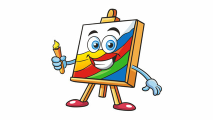 Poster - A painters canvas that starts off as a blank white space but slowly transforms into a colorful masterpiece. Each stroke of the brush represents. Cartoon Vector