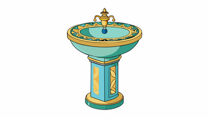 Sticker - A pedestal sink in a bathroom is a base that supports the sink basin and provides storage underneath. It is typically made of porcelain or ceramic and. Cartoon Vector