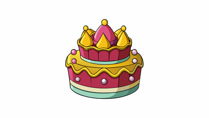 Sticker - The cake was covered in intricate fondant designs and topped with a golden crown. Its extravagant appearance made it clear that it was meant for a. Cartoon Vector