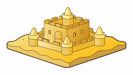 Poster - The second layer of the sand castle was made up of wet compacted sand ready to be molded into a sy base for the following layers.. Cartoon Vector