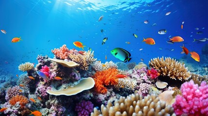 Wall Mural - Colourful plants in the sea water UHD wallpaper