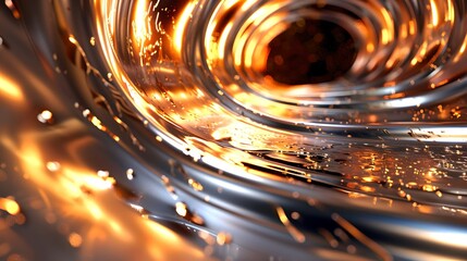 Wall Mural - abstract golden vortex with metallic reflections. futuristic and shiny spiral pattern. ideal for bac