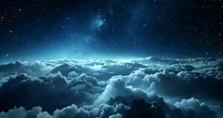 Wall Mural - night, sky and stars with clouds with constellation in dark background, space or view of nature. wor