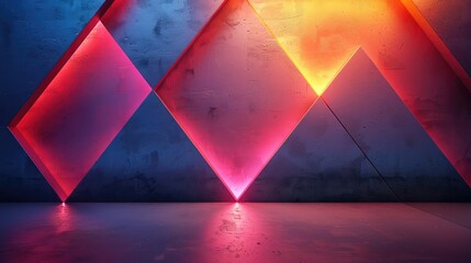 Wall Mural - Modern, Vibrant Triangle Background with Neon Colors