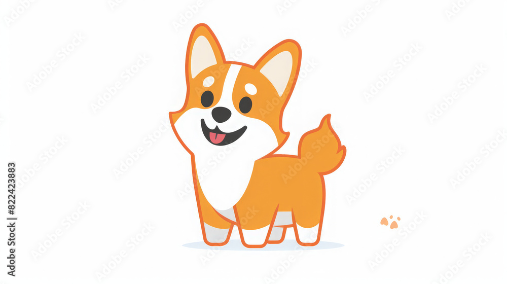 Charming and cute illustration of a corgi dog in orange and white ...