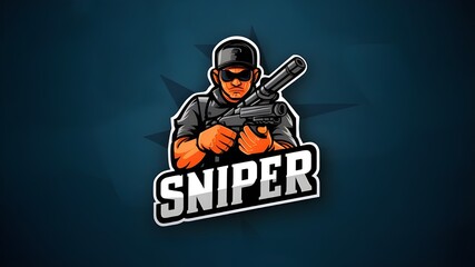 a sniper mascot logo on isolated background.