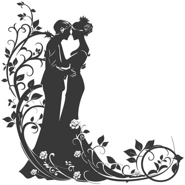 Silhouette of element for wedding invitation black color only