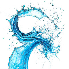 Wall Mural - Blue water spinning with small bubbles, flowing in the shape of a wave on a transparent PNG background - Generative AI