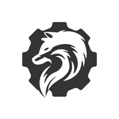 Gear fox logo vector icon illustration.