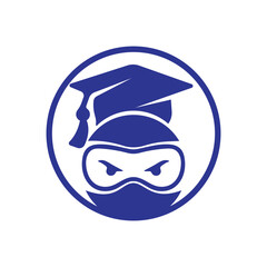 Wall Mural - Smart ninja modern education vector logo design.