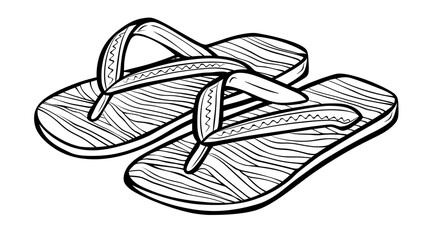 flip-flop, shoe, slipper, outline, illustration, fashion, vector, summer, travel, doodle, pair, signs, flip, flop, design, icon, vacation, beach, contour, foot, graphic, print, vignetting, art, footwe