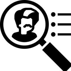 Sticker - mustache man represents analysis profile or customer target solid icon