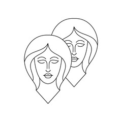 Poster - Gemini zodiac sign in line art style on white background.