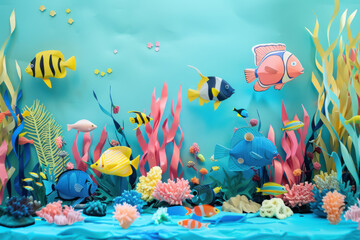 Wall Mural - Colorful fish, coral reef, underwater scene