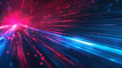 Wall Mural - futuristic speed motion with blue and red rays of light abstract background
