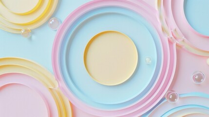 Wall Mural - colorful pastel striped circles creating a vibrant framed background with a modern design