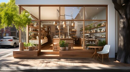 Small business storefront with clean lines and inviting atmosphere