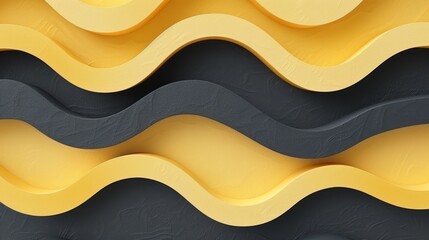 Wall Mural - wavy lines atop and bottom, below in black, yellow, and white